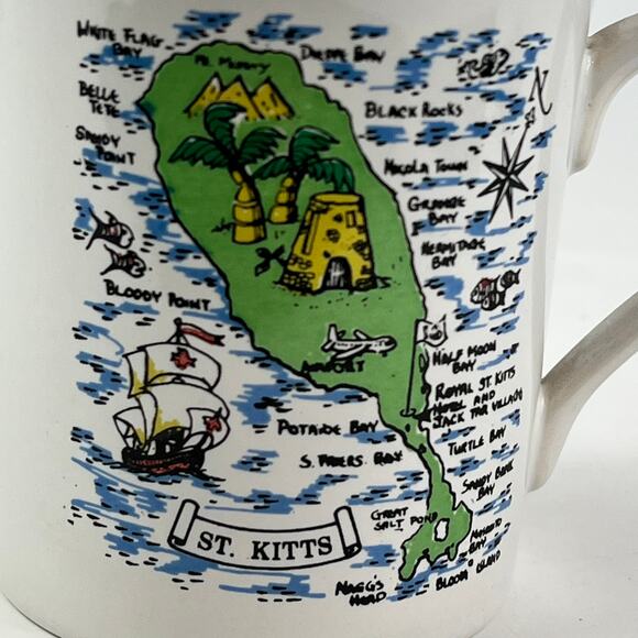 St. Kitts Coffee Tea Mug Cup Travel Souvenir Caribbean Sea Made in England Map - Picture 7 of 9